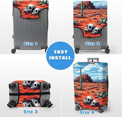 Luggage Cover Protector for 26-28 Inch Suitcases, TSA Approved Elastic Travel Suitcase Covers, Anti-Scratch Washable Luggage Sleeve for Carry On & Checked Bags, Red Desert