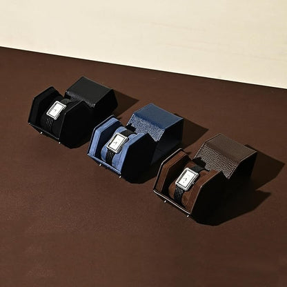 Oirlv Luxury Hexagonal Leather Watch Travel Case Single Watch Box for Men Portable Jewelry Storage Roll Organizer(1-Slot,Green)