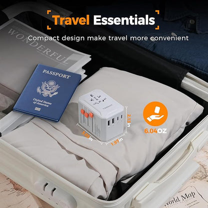 TESSAN Universal Travel Adapter, International Power Adapter with 5 USB Ports (3 USB C), Worldwide Plug Adaptor for US to Europe UK France Germany Spain Ireland Australia Japan (Type C G A I)
