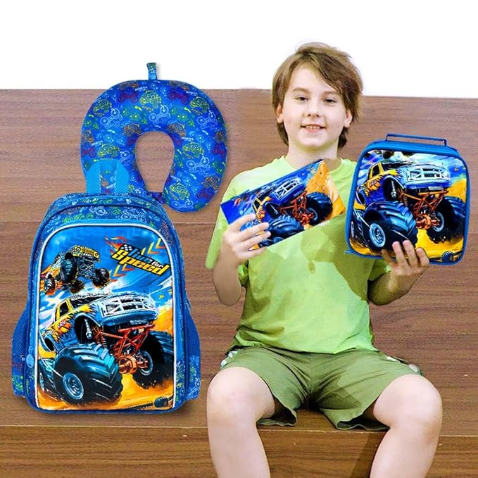 UFNDC 5PCS Kids Suitcase Set for Boys, Car Rolling Luggage with Wheels, Travel Carry on for Children Toddler Elementary