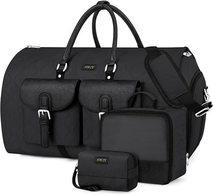 Garment Duffel Bag for Travel - ITIEZY Convertible Carry on Garment Duffel Travel Bag for Women Men Large Weekender Bag with Shoes Pouch 2 in 1 Hanging Suit Travel Duffel Bag 3pcs Set