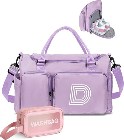 Gifts Teen Girl Gift, Initial Travel Duffle Bag, Duffel Bags, Personalized Weekender bags, Lilac purple-D