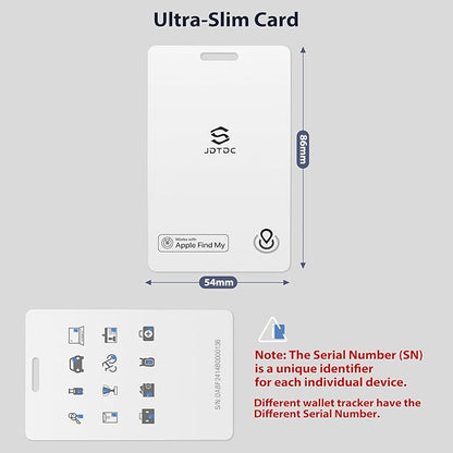 Thin-Finder-for-Wallet[Apple MFi Certified], Card-Tracker Works with Apple Find My (iOS Only), Smart-Tags-Tracker-Card for Wallet/Luggage/Passport, Bluetooth-Smart-Card, IP68 Waterproof, 1 Pack