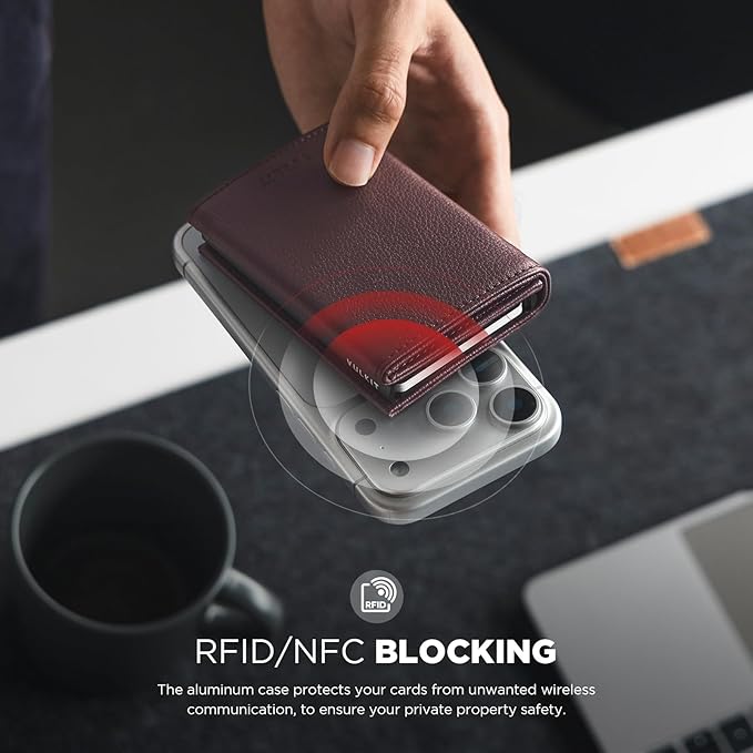 VULKIT Pop up Card Wallet Minimalist Cash Wallets RFID Blocking Leather Smart Credit Card Holder with ID window for Men