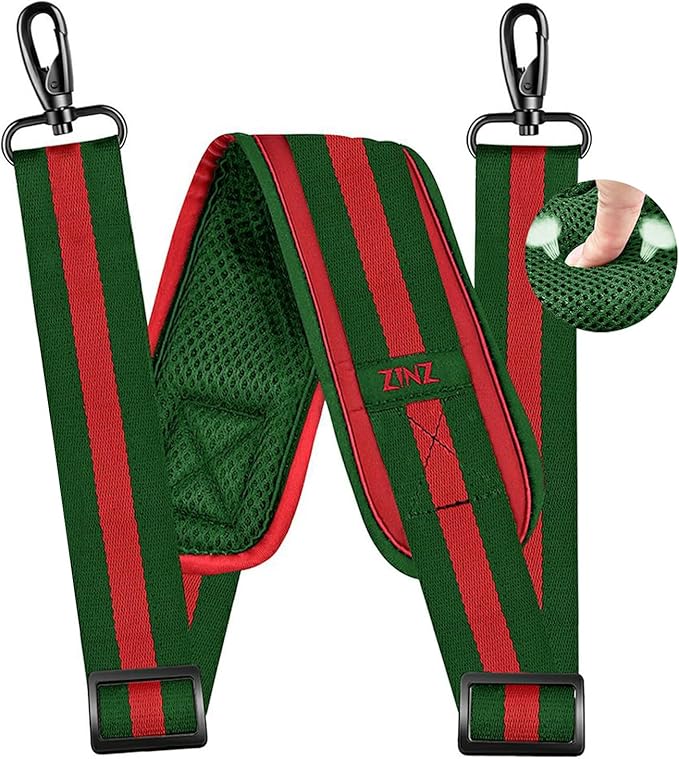 ZINZ 79 inch Shoulder Strap, Extra-thick Fixed Cushion Pad and Dual Clasps Universal Replacement Strap with Metal Swivel Hooks for Laptop Bags, Luggage Bags, Camera, Crossbody(Stripes-GrWGr)