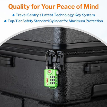 Forge TSA Approved Luggage Locks, Re-settable Combination with Alloy Body(Green 2 Locks)
