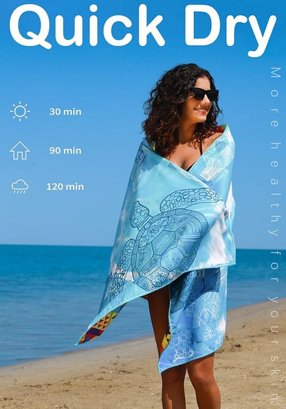 6 Pack Microfiber Lightweight Beach Towel Sand Free Quick Dry Absorbent Thin Compact Towels for Swimming Pool Camping Beach Accessories Large Easy Pack Travel Things for Vacation Essentials Gift