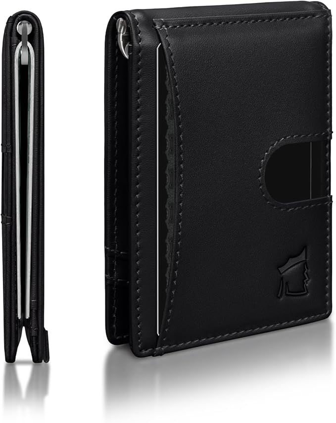 Kingly Cash Clip Slim Leather Wallet for Men with RFID Blocking & Money Clip - Minimalist Front Pocket Bifold Wallet Holds 12 Cards - Secure Card Holder with Easy Access Pull Tab