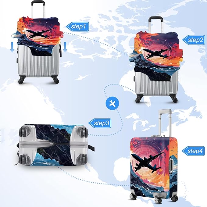 ANNA QUEEN Travel Luggage Cover Suitcase Protector Suitcase Cover Anti-Scratch,Stretchable Bag Cover Washable Durable Polyester with Elastic Hem with Zipper Closure