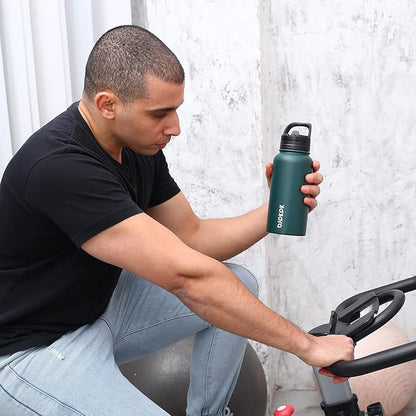 BJPKPK Insulated Water Bottles with Straw Lid, 27oz Stainless Steel Water Bottle with 3 Lids, Leak Proof BPA Free Metal Thermo, Mugs, Tumblers, Keep Cold Hot - Cherry