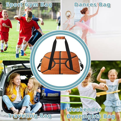 Kids Duffle Bag Girls Boys Basketball Texture Weekender Overnight Bag,Lightweight Duffel Bags for Traveling Gym Sport Dance