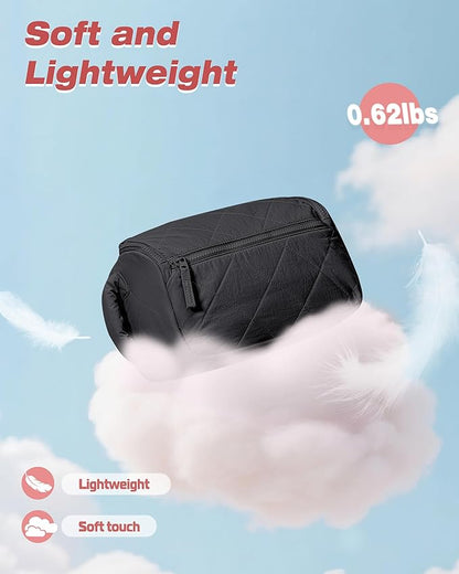 Travel Toiletry Bag for Women, Water Resistant Makeup Organizer with Wide-Open Design for Toiletries and Cosmetics, Black (Bag Only)