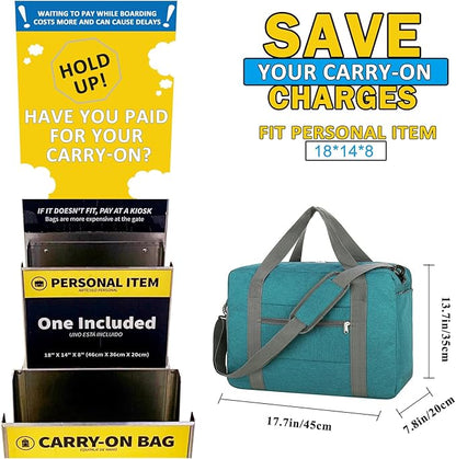 For Spirit Airlines Personal Item Bag 18x14x8 with Wet Pocket Foldable Travel Duffel Bag Underseat Carry on for Men & Women