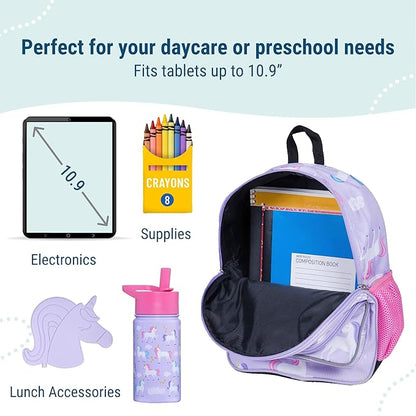 Wildkin 12-inch Kids Backpack – Padded, Adjustable, Ideal for Daycare & Travel - Unicorn