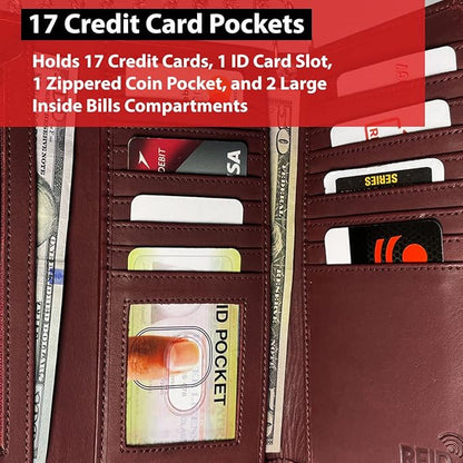 IBRO VINTAGE Motorcycle Chain Wallet for Men – Premium Cowhide Leather, RFID Tri-Fold Biker Wallet with Heavy Duty Chain for Bikers Truckers & Hunters, Credit Card Money Organizer Long Wallet