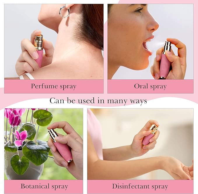 LUEXBOX 5ml Refillable Perfume Bottle, Faux Leather Atomizer Perfume Spray Pump, Portable Fragrance Mist Dispenser for Travel, Scent Mini Bottle with Pocket Size (Rose)