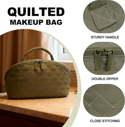 Makeup Bag,Quilted Puffer Cosmetic Bags,Travel Toiletry Bag for Women,Large Capacity Waterproof Make up Bag Set