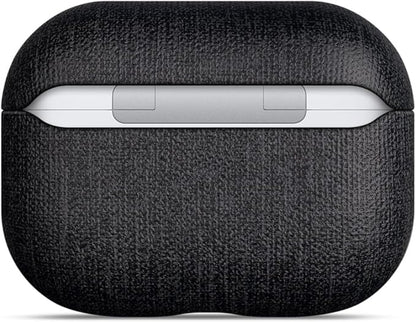 LOPIE for AirPods Pro 2nd Generation Case (Not for 3rd Gen) - Canvas Style Vegan Leather - Protective Hard Shell Cover for Men/Women - Handmade for AirPods Pro 2 Case Cover - Black