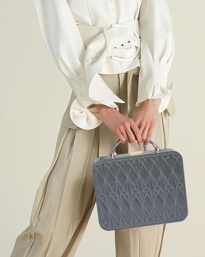 Travel Jewelry Case Large, Jewelry Box Large Jewelry Travel Organizer Jewelry Case with Handle, Best Gift for women Girls, Grey