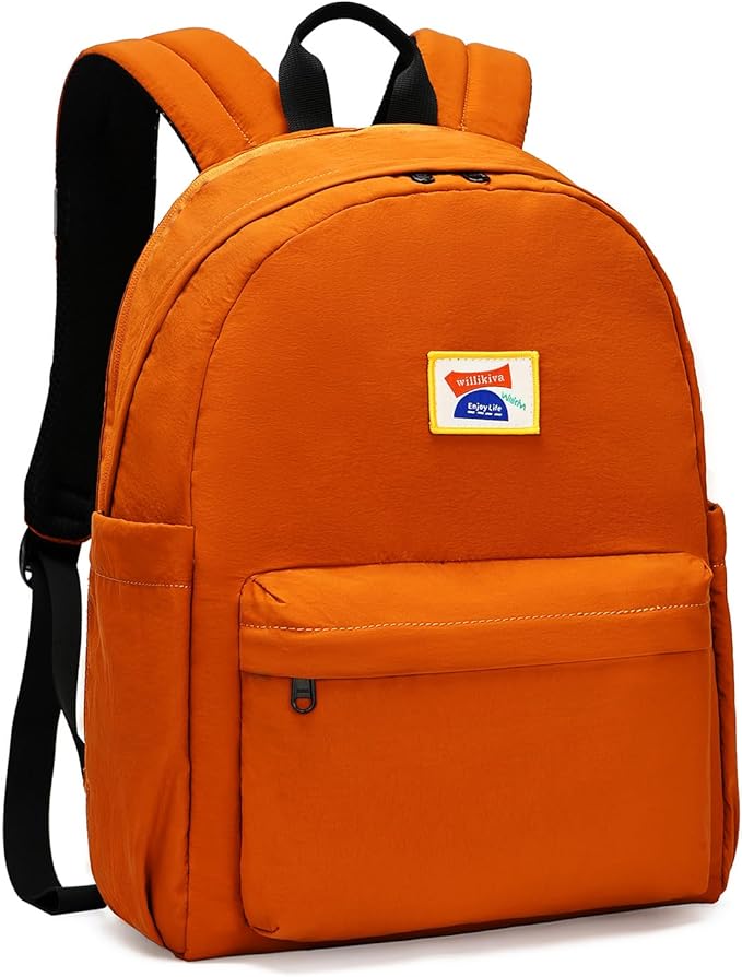 willikiva Kids Backpack for School Boys Girls Teens Toddler Backpack Waterproof Kindergarten Preschool Elementary Bookbag Children Travel Bag(Orange,Medium)