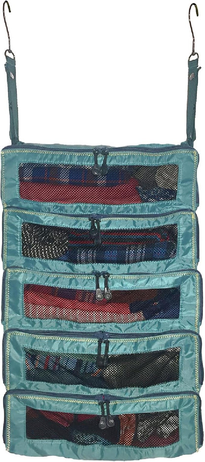 Pack Gear Hanging Suitcase Organizer - Our Large Hanging Luggage Organizer Fits Any Suitcase - Our Packing Cubes For Travel Uses Mesh Windows to Make it Easy to Find your Clothes (Green, L)