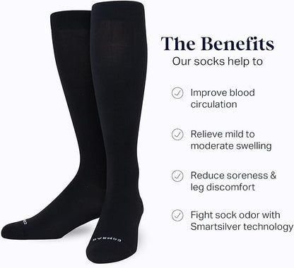 Comrad Nylon Knee High Socks - 15-20mmHg Graduated Compression Socks - Soft & Breathable Support Unisex Socks