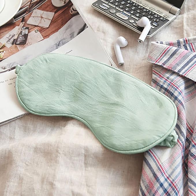100% Pure Linen Sleep Mask Blackout Eye Mask for Sleeping, Eye Cover with Adjustable Strap - Organic Cotton Core Linen Eyes Mask Breathable for Travel - Gift for Women Men (Duck Egg Green)