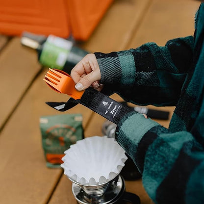 FULL WINDSOR - MAGWARE Magnetic Camping Cutlery Set - Travel Utensils for Camping, Cooking, and Outdoor Dining - Knife, Fork & Spoon - Portable Silverware with Pouch for Backpacking - Orange (3 PCS)
