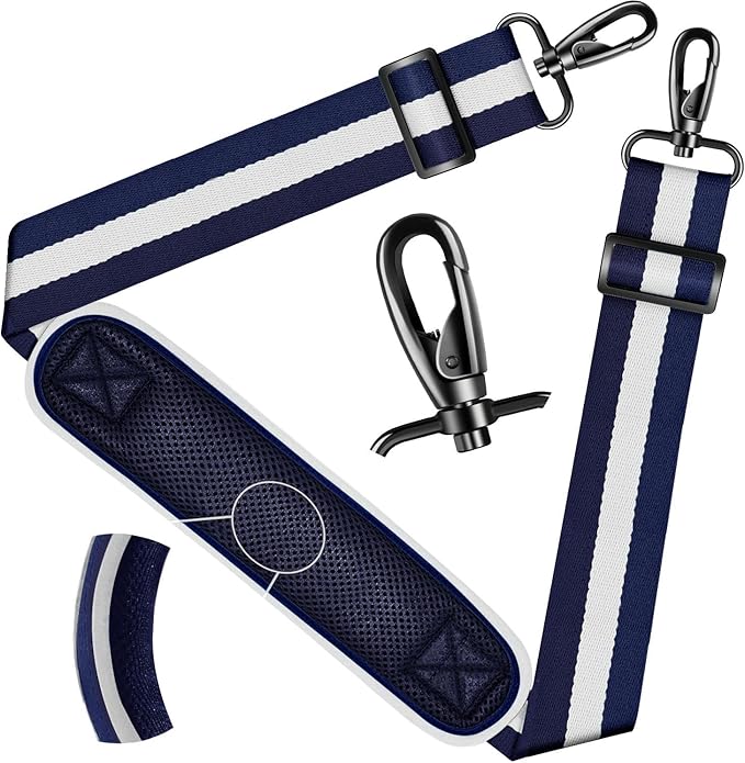 ZINZ Shoulder Strap - 59 Inch Universal Heavy-duty Adjustable Strap with Ultra-thick Fixed Breathable Pad for Laptop, Crossbody, Gym, Camera Bag and More - Stripe-BuWBu