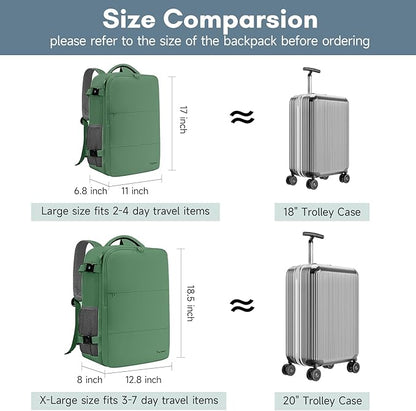 Taygeer Travel Backpack for Women Men, 40L Airline Approved Carry On with 17.3 inch Laptop Compartment, TSA Friendly Daypack with USB Charging Port, Backpack for Business Hiking Travel, Peridot Green