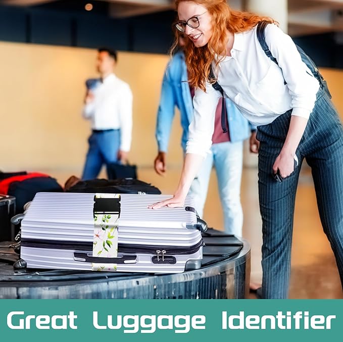 Slohif Luggage Straps for Suitcases Travel Belt Accessories Luggage Connector Identifiers Over Handle with Buckle Unique Nylon Adjustable Strap for Sleeping Bag Car Seat Purple Flower(2 Pack)