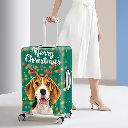 Christmas Dog Luggage Cover, Cute Reindeer Puppy Washable Suitcase Cover, Travel Suitcase Protector Anti-scratch Bag cover, XL
