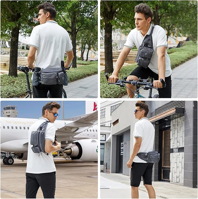 TUDEQU Hiking Fanny Pack for Men Women Large Hiking Waist Packs Mens Fanny Pack Crossbody Waist Bag for Men for Travel