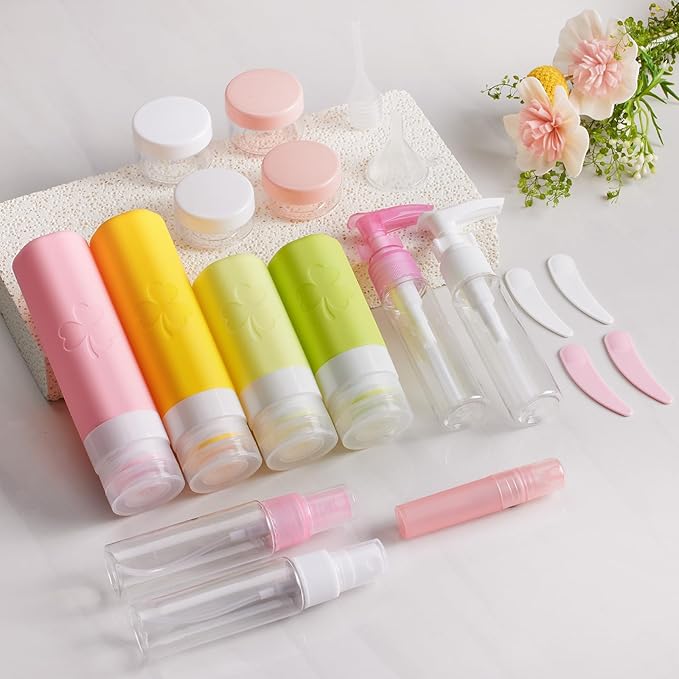 INSFIT 23 Pack Travel Bottles for Toiletries, TSA Approved Silicone Travel Size Toiletries with Toiletry Bag, BPA Free Leak Proof Refillable Travel Essentials for Liquids Shampoo Conditioner Lotion