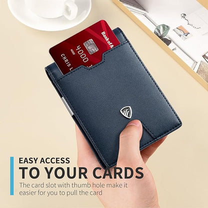 RUNBOX Mens Slim Wallet with Money Clip RFID Blocking Bifold Credit Card Holder for Men with Gift Box