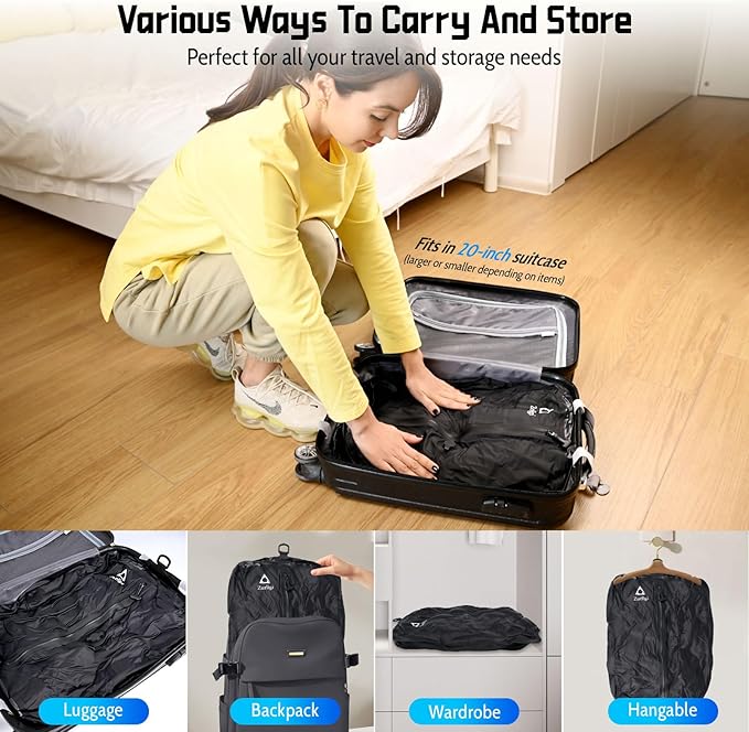 Zurligi Vacuum Bags for Travel with Pump, Vacuum Compression Bag with Adjustable Shoulder Strap, IP67 Reusable Vacuum Packing Cubes for Luggage, Backpack, Suitcase, Yoga, Swim, Beach