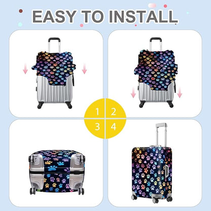 ANNA QUEEN Dragonfly & Floral Luggage Cover, Night Sky & Floral Design, Stretchable, Washable Travel Protector for 20-34 Inch Suitcases