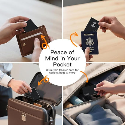 Ultra Slim Air Card Tag: 2025 Wallet Smart Tracker Card - Compatible with Apple Find My Wallets Finder Tracking Cards Tags, Keep Track Item Locator of Luggage, Passport, Purse, Backpack (2 Pack Black)