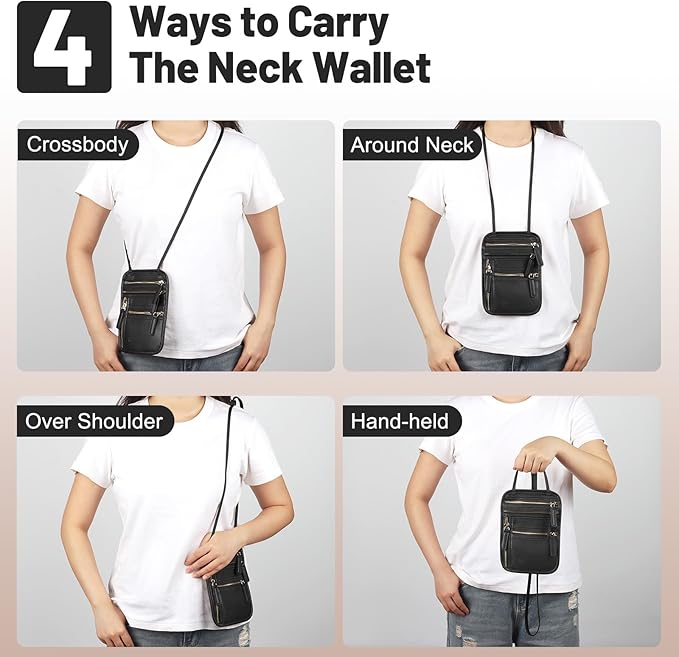 Sizobi Neck Wallet for Traveling Women Men, RFID Blocking Leather Passport Holder Pouch, Family Document Organizer Passport Wallets,International Travel Must Haves Travel Accessories