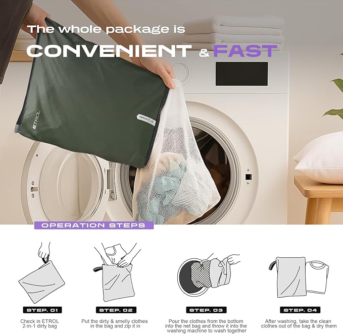 Mesh Laundry Bag for Travel, Gym, College, and Camping – Large Washable Zippered Dirty Clothes Organizer with Breathable Fabric – Portable Laundry Hamper for Sports, Healthcare Workers – Brown