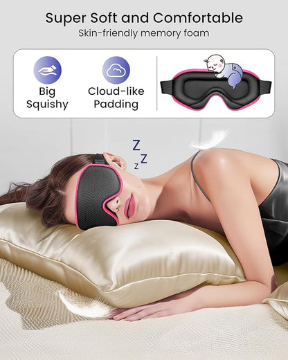 WAOAW Sleep Mask for Men Women: Blackout Eye Masks for Sleep - 3D Breathable Soft Comfortable Eye Mask for Travel - Adjustable Light Blocking Night Masks for Sleeping