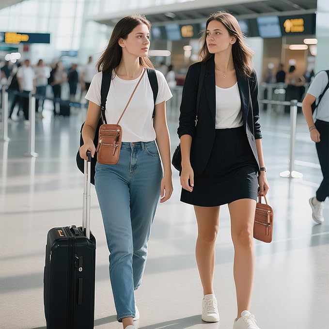 Sizobi Neck Wallet for Traveling Women Men, RFID Blocking Leather Passport Holder Travel Pouch, Family Travel Document Organizer Passport Wallets,International Travel Must Haves Travel Accessories