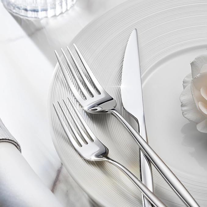 KINGSTONE Silverware Set, 20-Piece Flatware Set Cutlery Set Premium 18/10 Stainless Steel, Tableware Include Forks Knives Spoons for Home Kitchen Restaurant Wedding, Dishwasher Safe