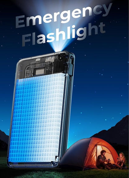 Portable Charger Power Bank, 50000mAh Travel Camping Essential Battery Pack with Built-in Cables, PD 22.5W Fast Charging, Large Capacity Portable Phone Charger for iPhone, Light Grey