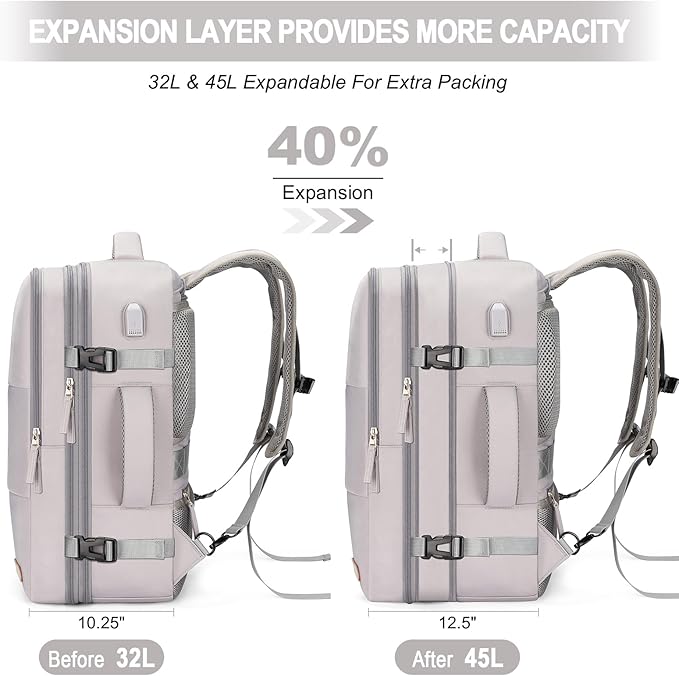 Carry On Backpack, 42L Flight Approved Travel Backpack for Men Women,Airline Approved Gym Backpack Waterproof Business Laptop Daypack Laptop Backpack,Casual Daypack for Business Weekend Hiking