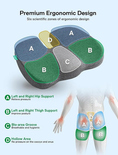 medisana Gel Seat Cushion for Office Chair, Car Seat & Wheelchair, GC 100 Office Chair Cushion for Tailbone, Back & Sciatica Pain Relief Pillow, Best Gift for Office Workers, Drivers, Wheelchair Users