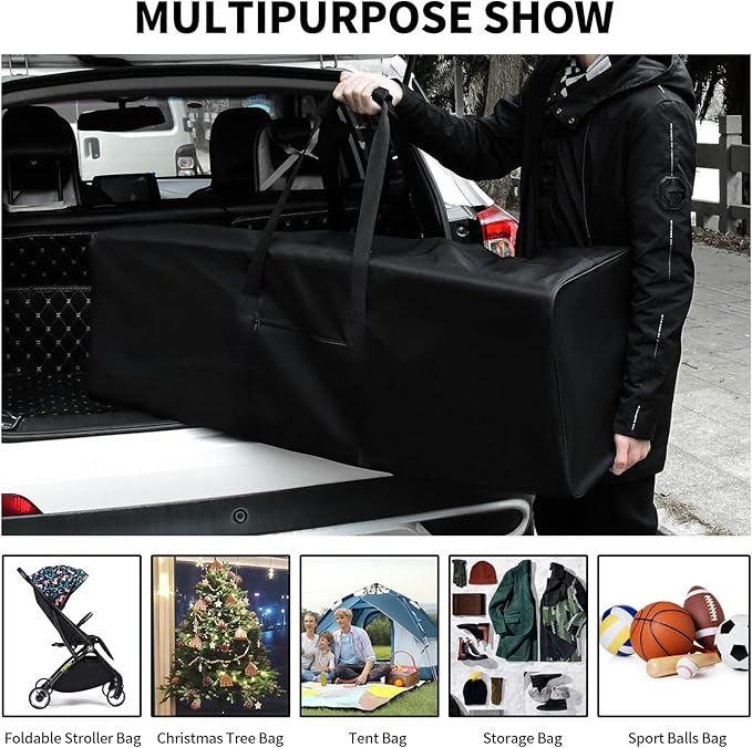 Urbanstand 46 Inch Travel Duffle Bag Extra Large Sport Equipment Duffel Bags with 2-way Lockable Zippers (Black 46inch 2Pack)