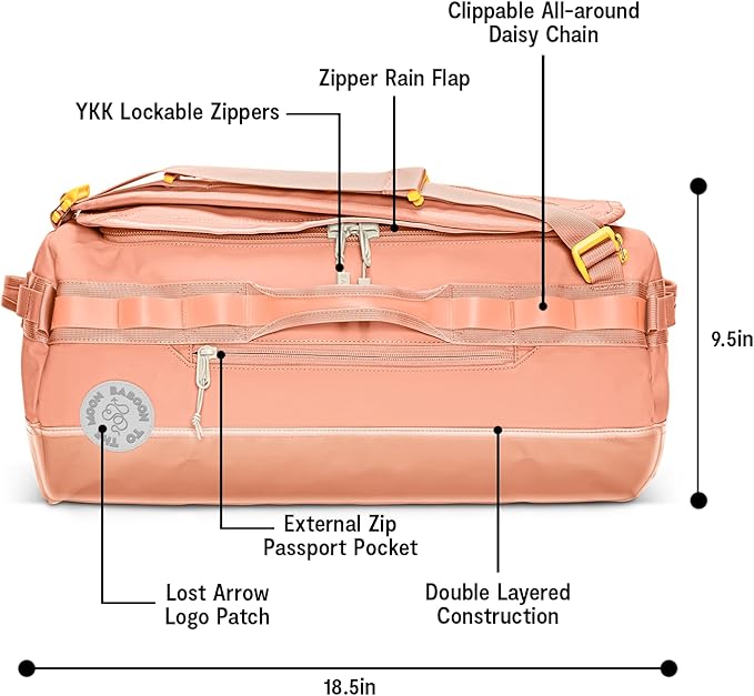 Baboon to the Moon Go-Bag Mini 32L – Detachable Straps, Small Duffle Bag for Travel, Gym Bag for Women, Mens Travel Bag, Duffel Bags for Traveling, Travel Duffel Bags for Women (Sunset Coral)