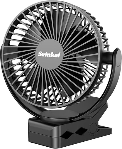 Portable Magnetic USB Clip on Fan - 6 Inch 5000mAh Rechargeable, 3 Speed, 720° Adjustable, Personal Desk Fan for Bedroom, Camping, Golf Cart, Office