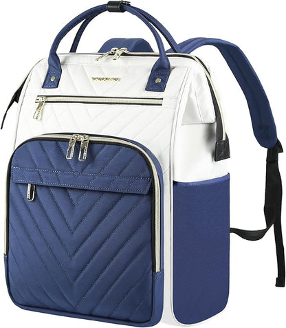 VANKEAN 17 Inch Laptop Backpack for Women Men Fashion Computer Work Bag, Large Capacity Waterproof Backpack with USB Port & RFID Pockets, College Daypack Business Travel, Beige-Haze blue